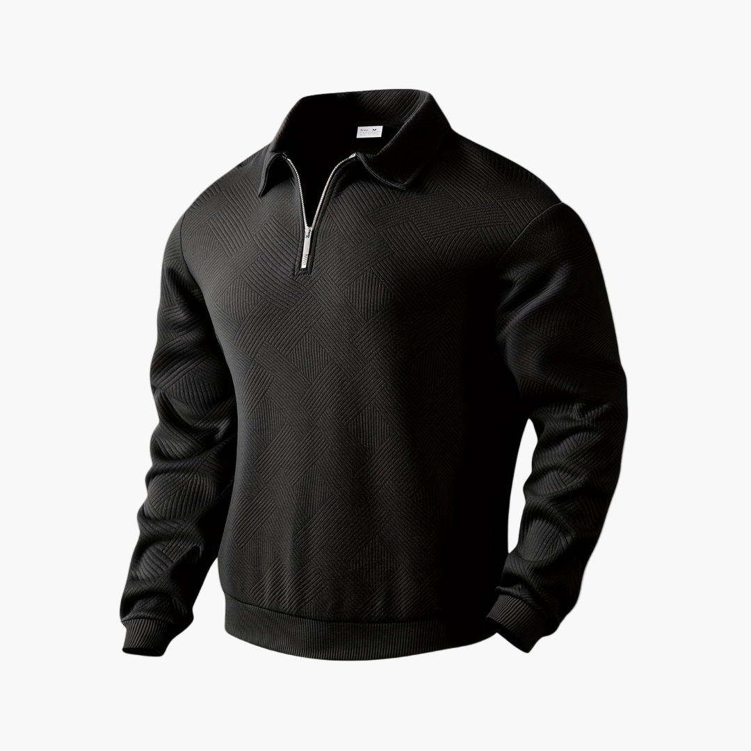 Herren Sweatshirt mit Reißverschluss und geometrischem Muster – Stilvolles Vintage-Design für Alltag und Freizeit