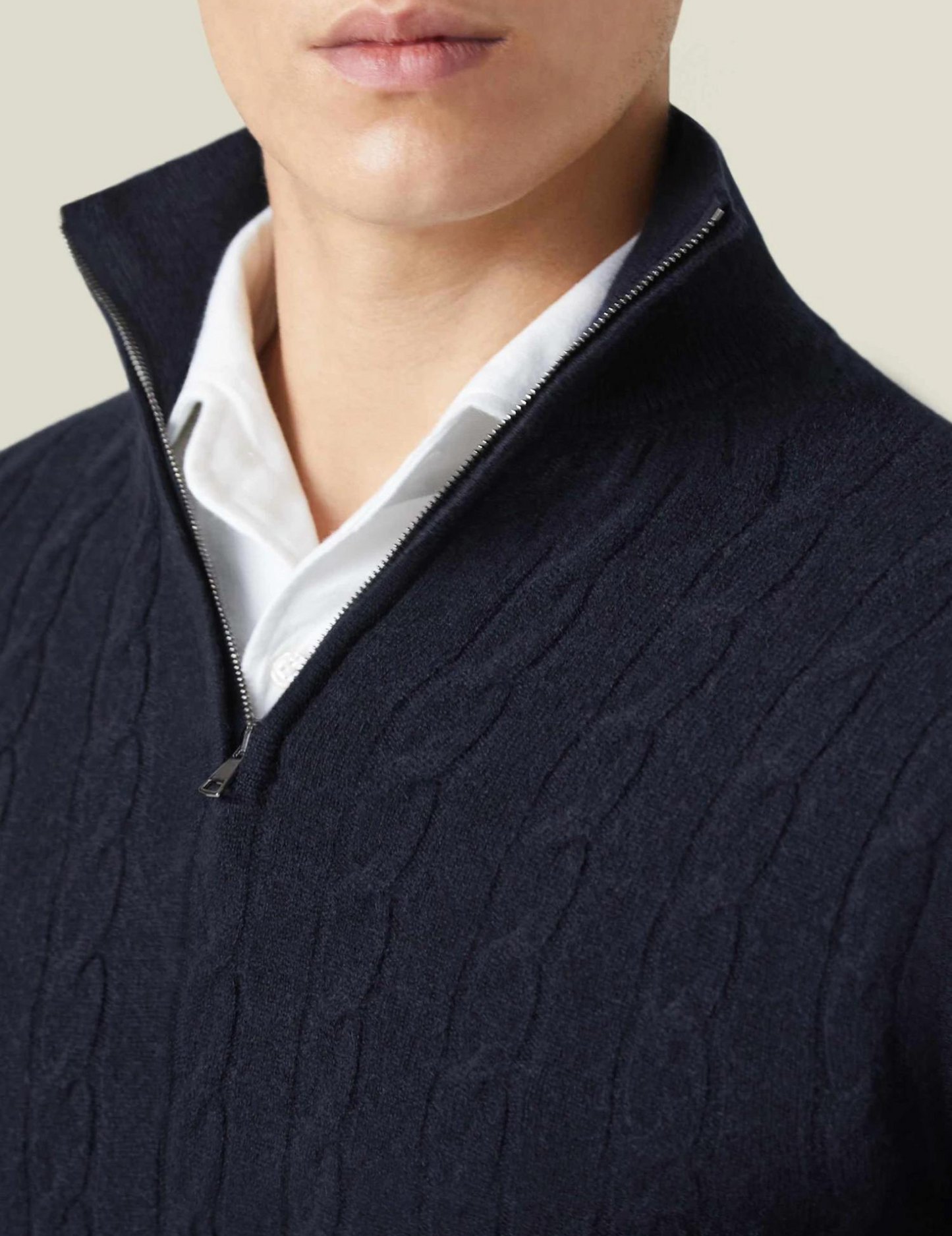 Herren Zopfmuster Pullover mit Reißverschluss – Klassischer Strickstil für Business & Freizeit