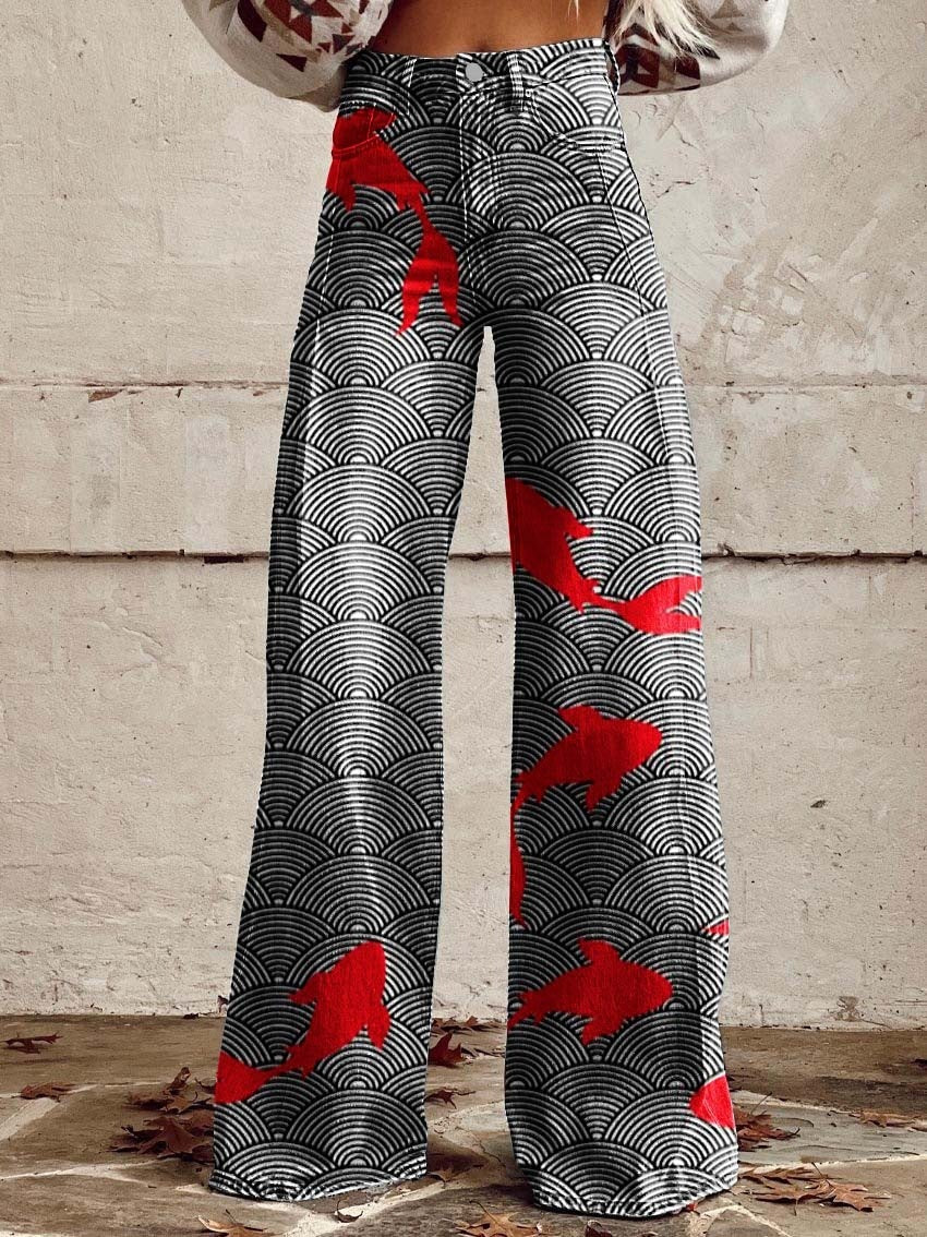 Lucy – Weit geschnittene Damenhose mit 3D-Digitaldruck