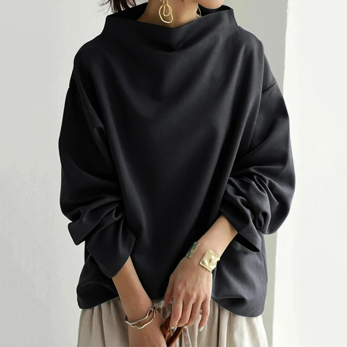 Damen Oversize Pullover mit Langarm – Moderner Casual Stil für Alltag und Büro