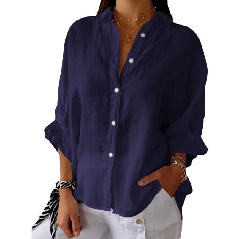 Damen Leinenbluse mit Rückenschleife – Luftiges Sommerdesign für Alltag und Urlaub