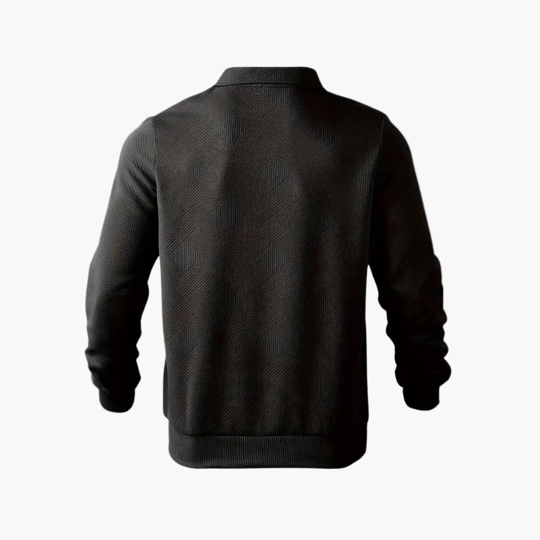 Herren Sweatshirt mit Reißverschluss und geometrischem Muster – Stilvolles Vintage-Design für Alltag und Freizeit