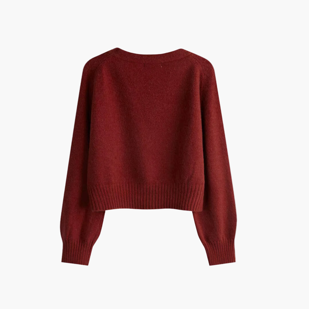 Damen Strickjacke mit V-Ausschnitt und schrägem Knopf – Modischer Cardigan für Alltag und Büro