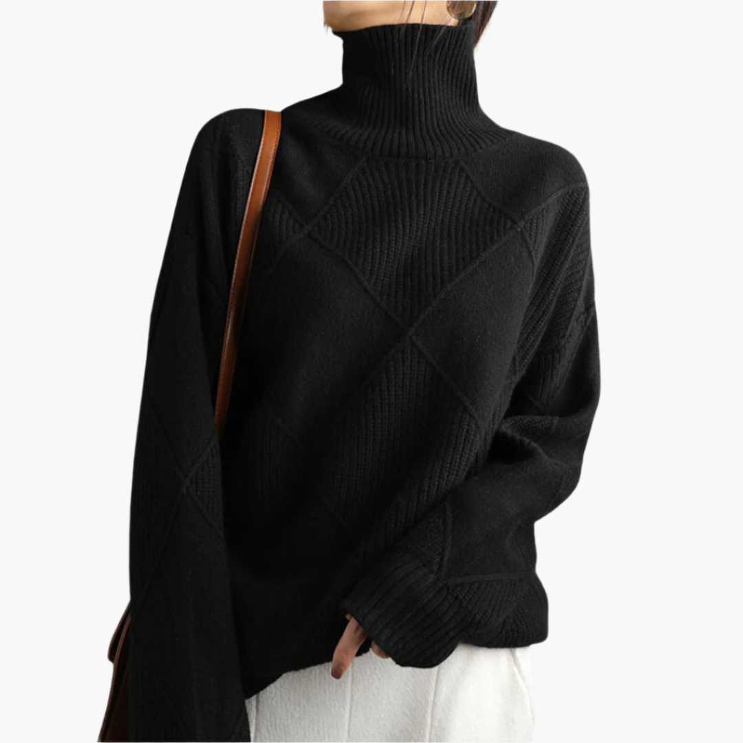 Damen Strickpullover im modernen Rautenmuster – Stilvoller Freizeitpulli für Alltag und Büro