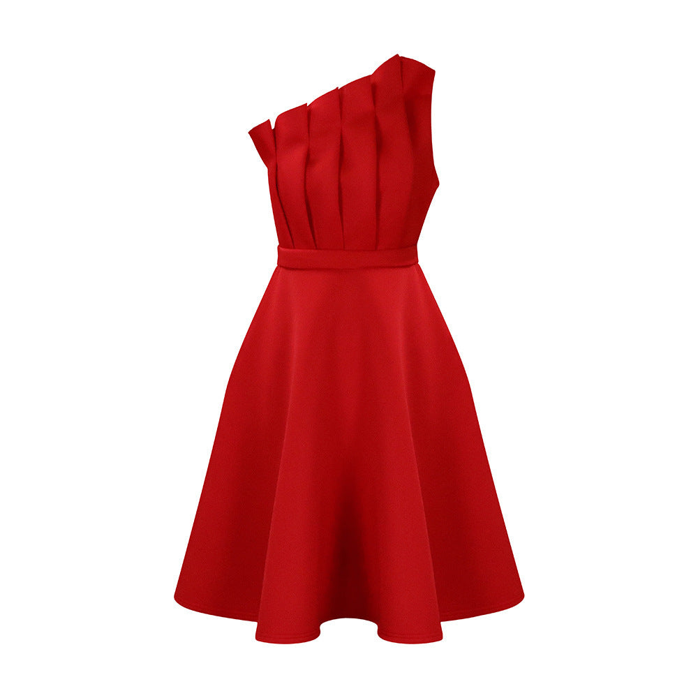 Damen Cocktailkleid mit asymmetrischem Ausschnitt für festliche Anlässe