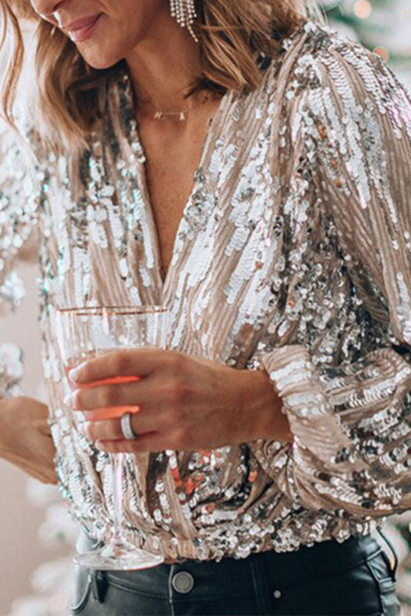 Damen Paillettentop Elegant Vintage-Stil für festliche Anlässe und Abendmode