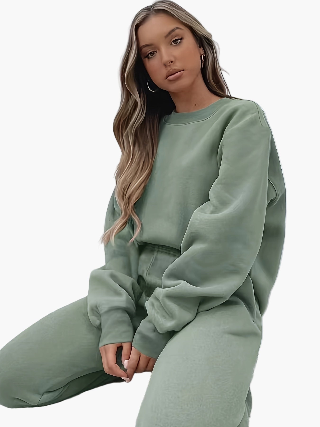 Damen Lounge-Anzug Zweiteiler – Bequemer Freizeitanzug mit Sweatshirt und Jogginghose, eleganter Streetwear-Style