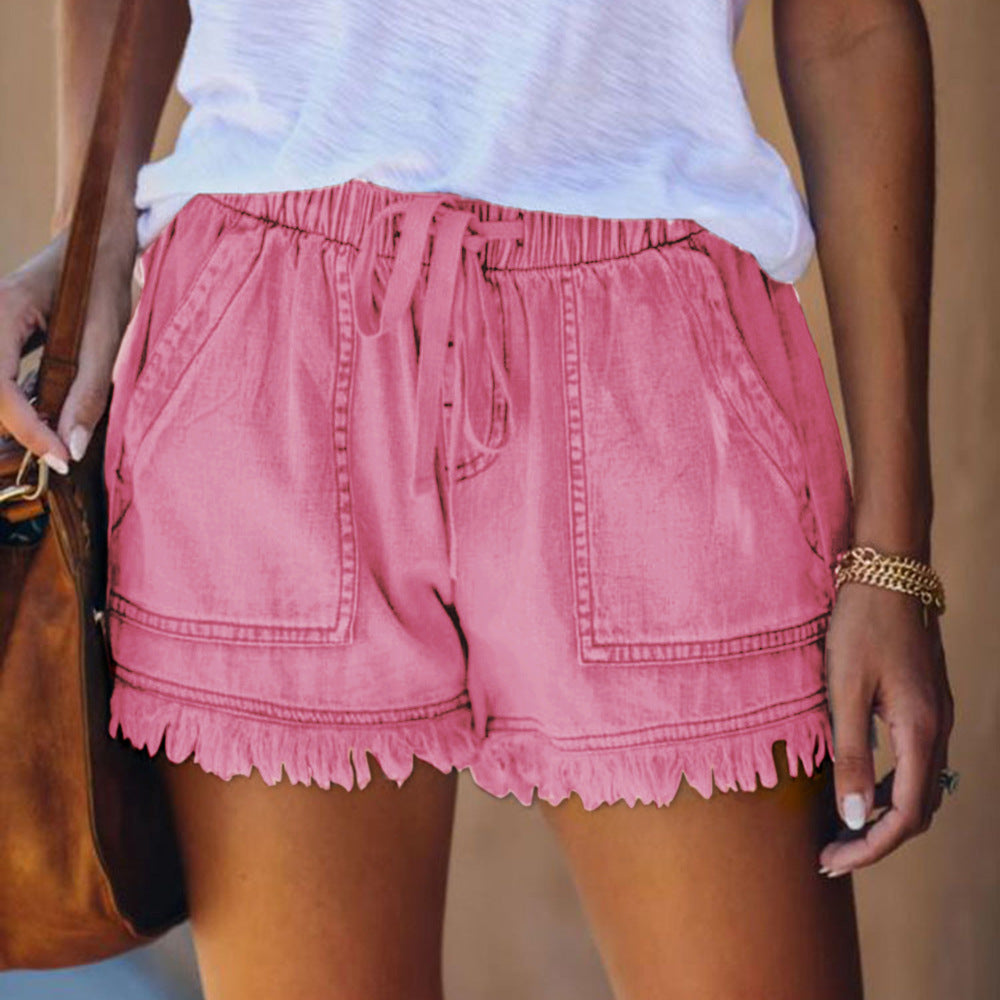 Rory – Elastische Jeansshorts mit Fransen