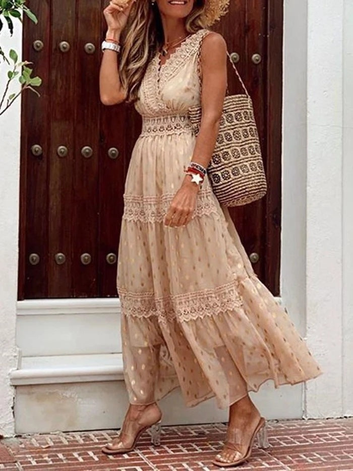 Leah – Ärmelloses Chiffonkleid mit tiefem V-Ausschnitt