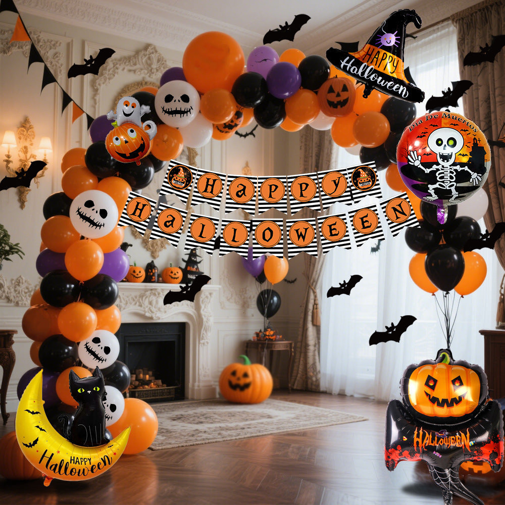 Halloween Ballon-Dekorationsset für Party & Raumdekoration – Spukige Deko für Halloween-Feste