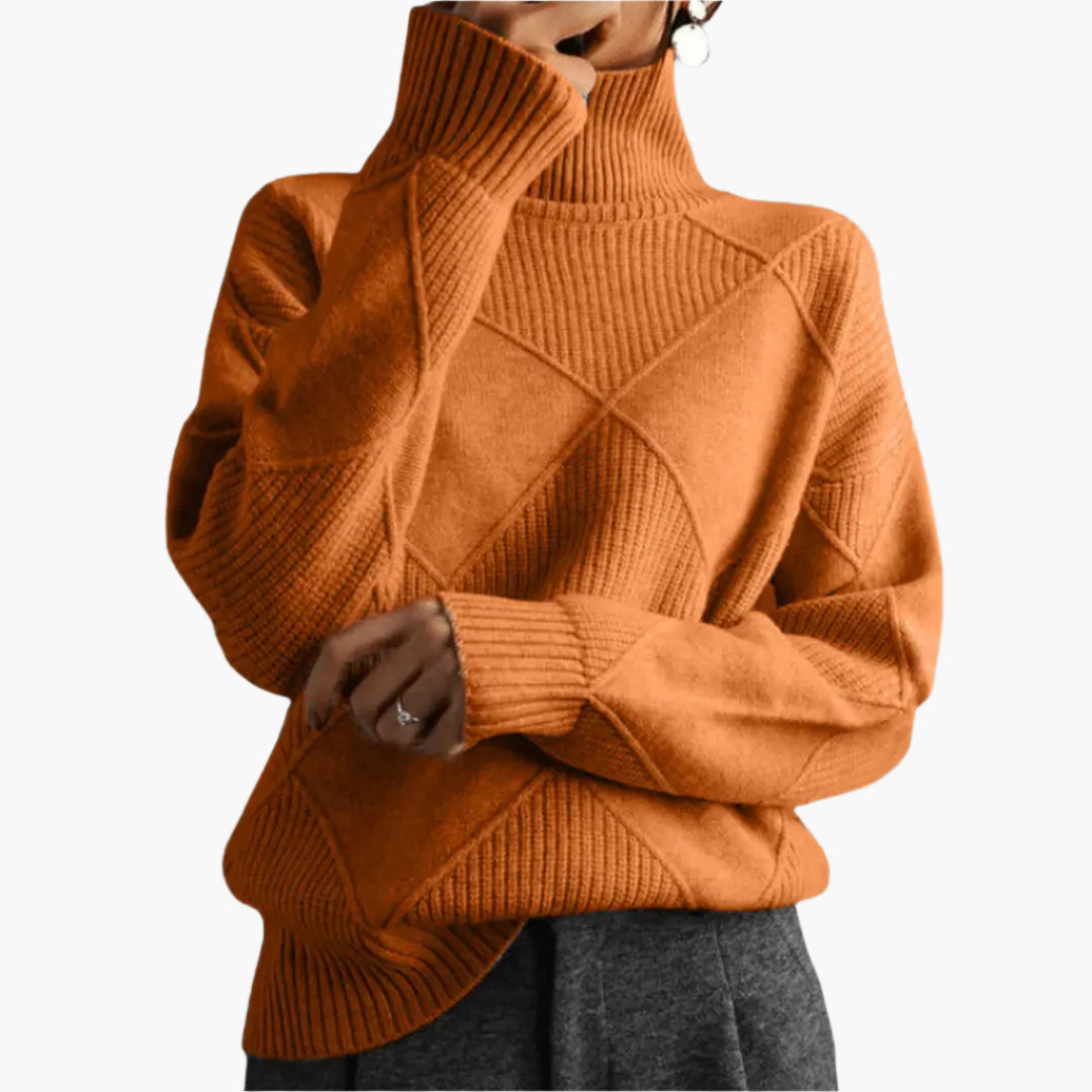 Damen Strickpullover mit Rautenmuster – Modischer Oversize-Pullover für Alltag und Büro