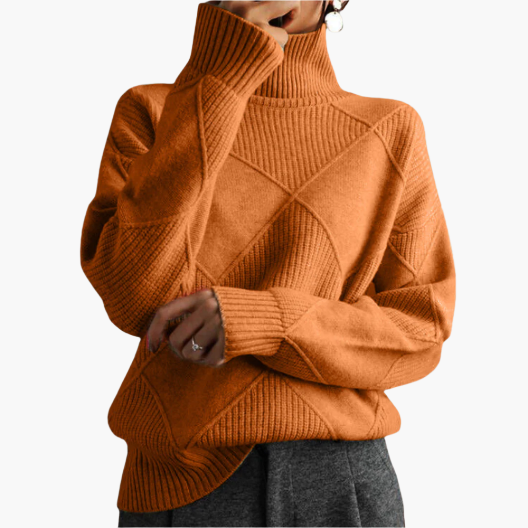 Damen Strickpullover im modernen Rautenmuster – Stilvoller Freizeitpulli für Alltag und Büro