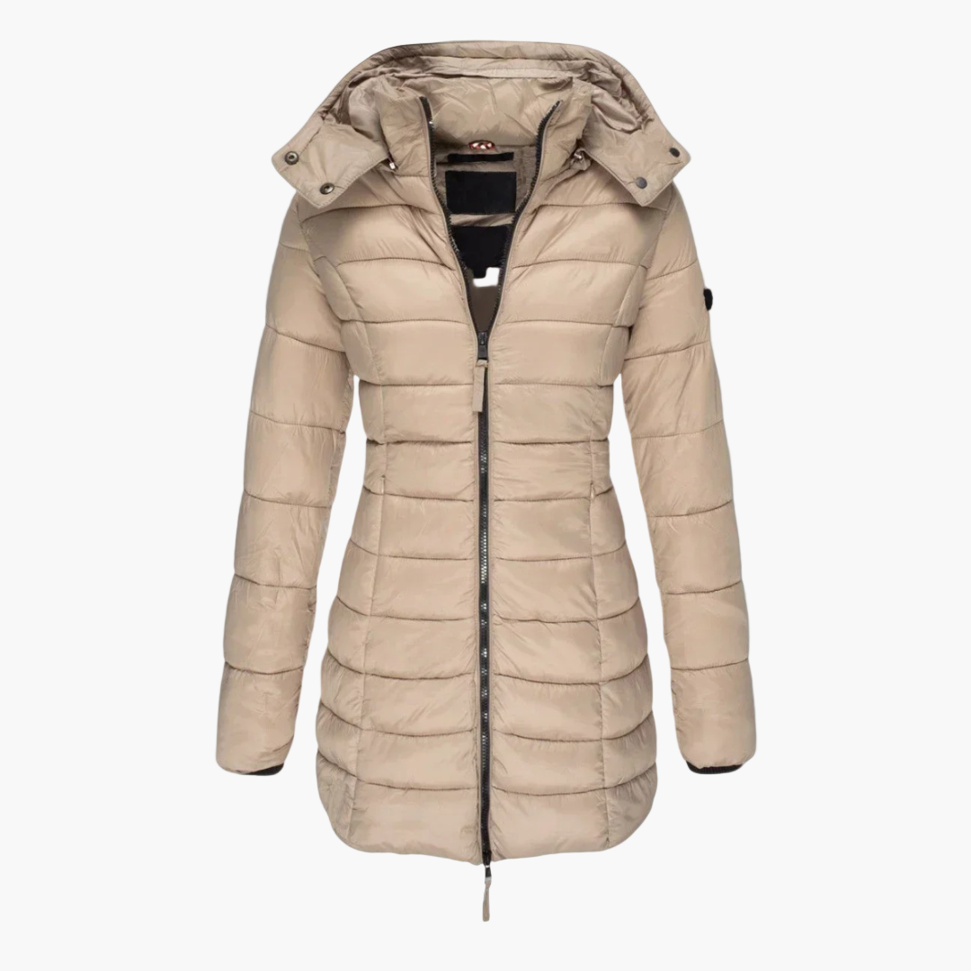 Damen Winter-Steppmantel mit Kapuze – Gefütterter eleganter Outdoor-Mantel für Herbst & Winter