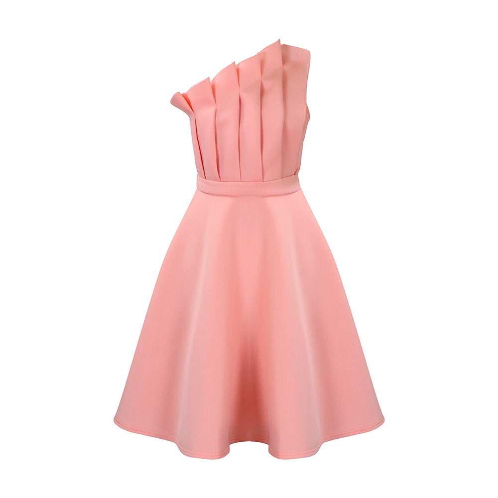 Damen Cocktailkleid mit asymmetrischem Ausschnitt für festliche Anlässe