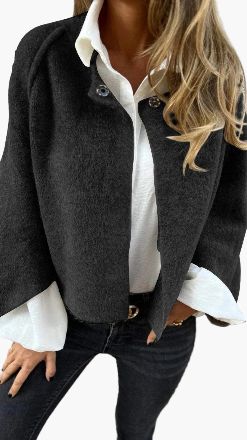 Damen Kurzjacke Elegant Business Freizeit – Moderner Woll-Look für stilbewusste Anlässe