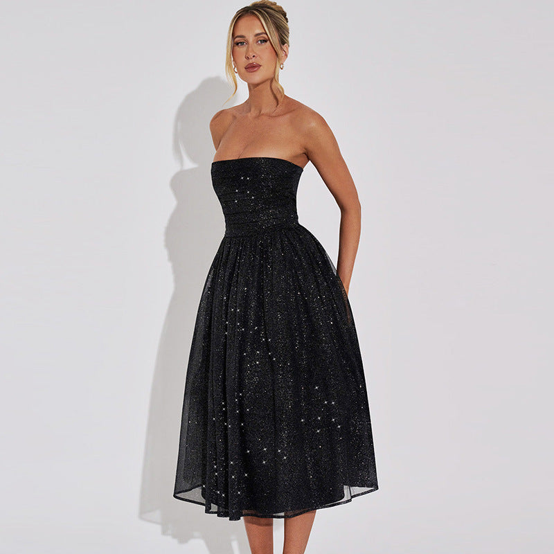 Amelia – Elegantes Damenkleid mit Pailletten und Doppellagigem Design