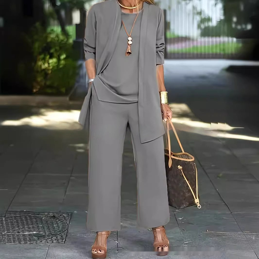 Donna – Temperament Anzug mit Weitem Bein und Ausgestelltem Cardigan