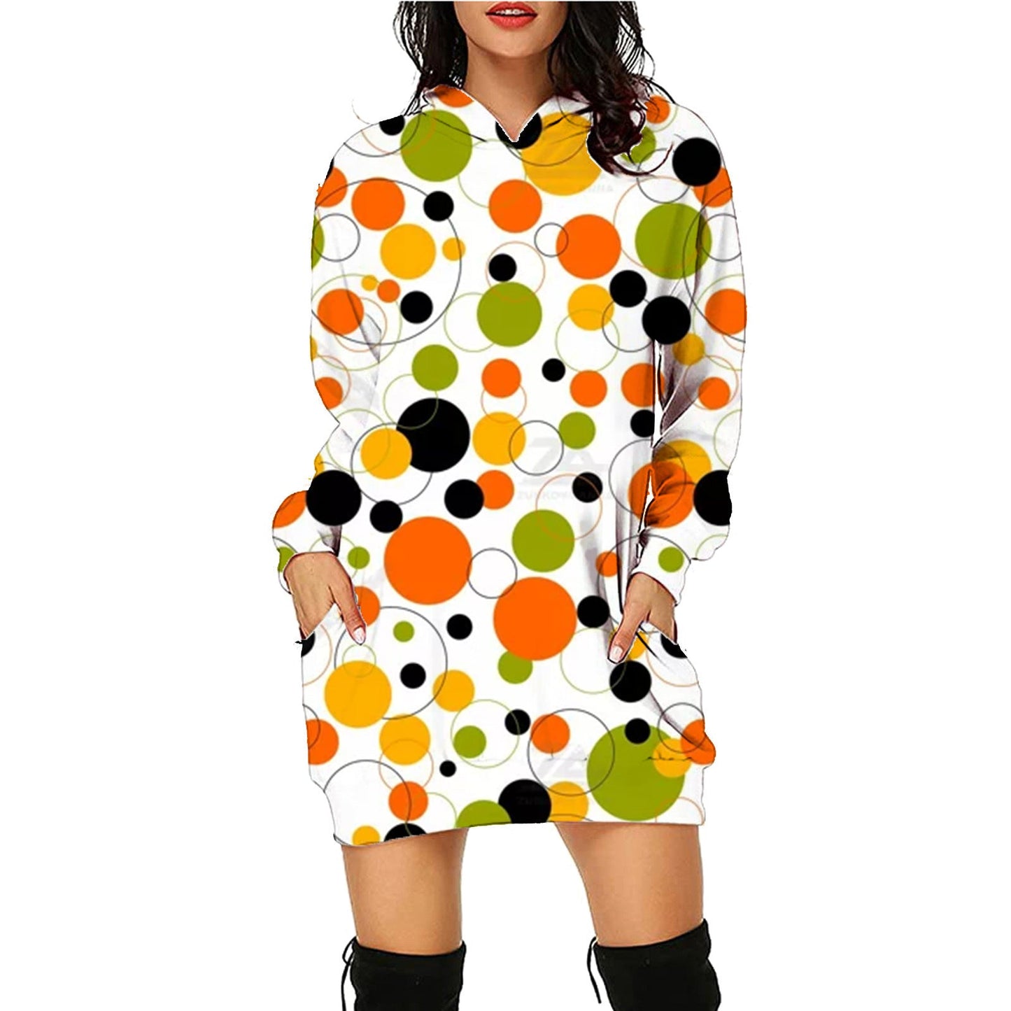 Damen Halloween Hoodie Kleid – Bequemes Freizeitkleid mit lustigen Motiven für Party & Kostüm