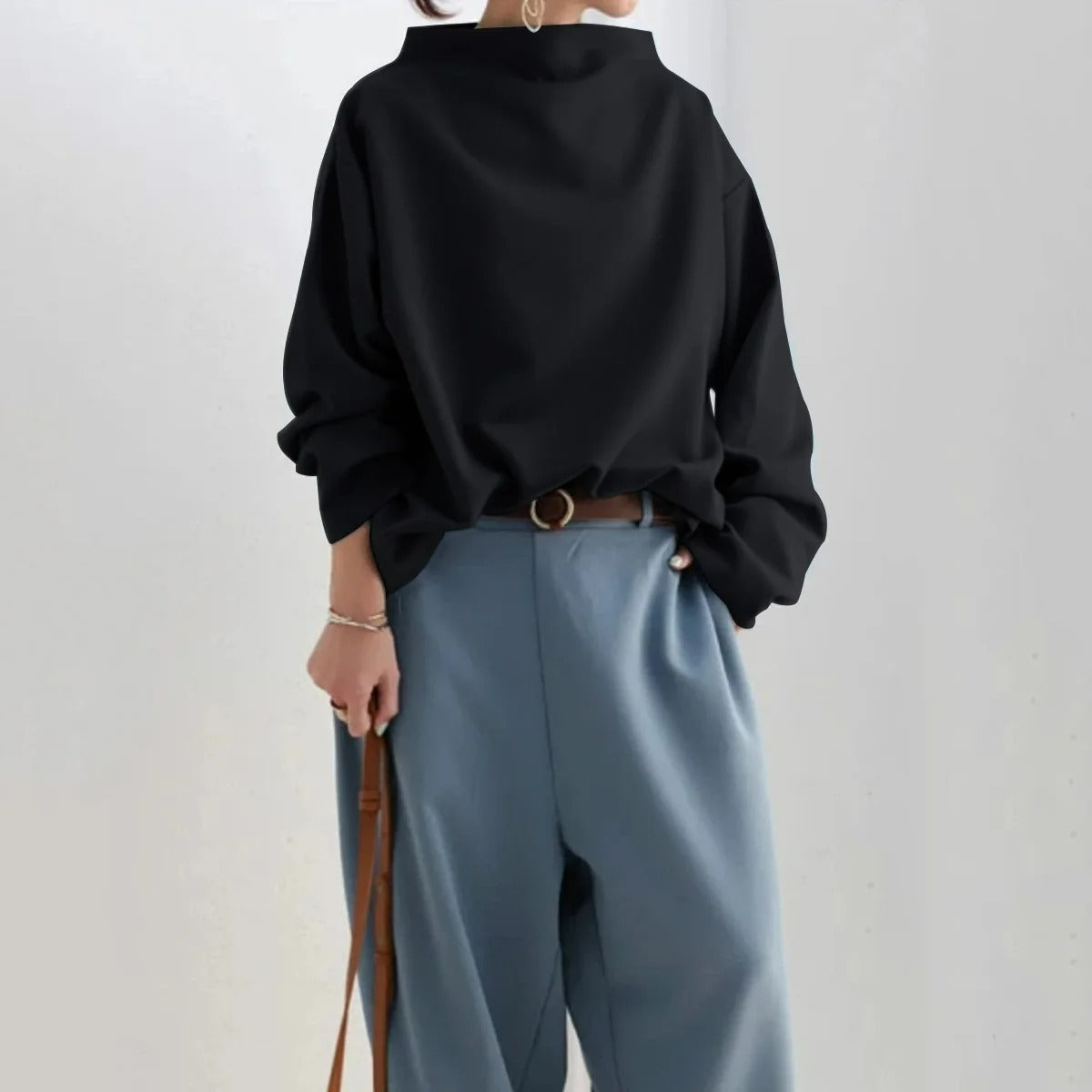 Damen Oversize Pullover mit Langarm – Moderner Casual Stil für Alltag und Büro