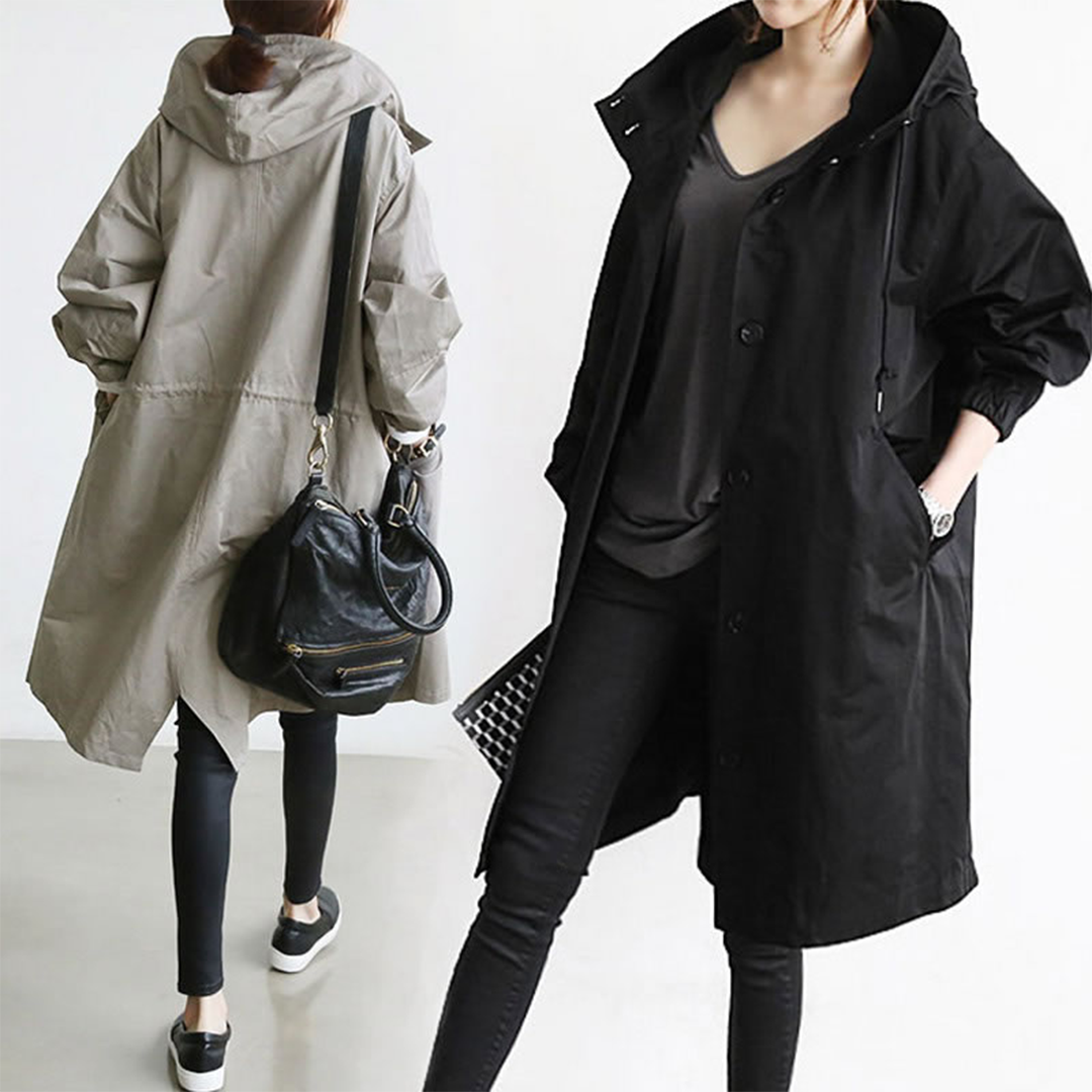 Damen Lange Regenjacke – Modischer Allwetter-Mantel für Alltag und Outdoor