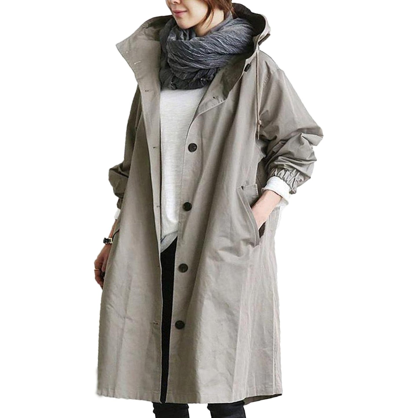 Damen Lange Regenjacke – Modischer Allwetter-Mantel für Alltag und Outdoor