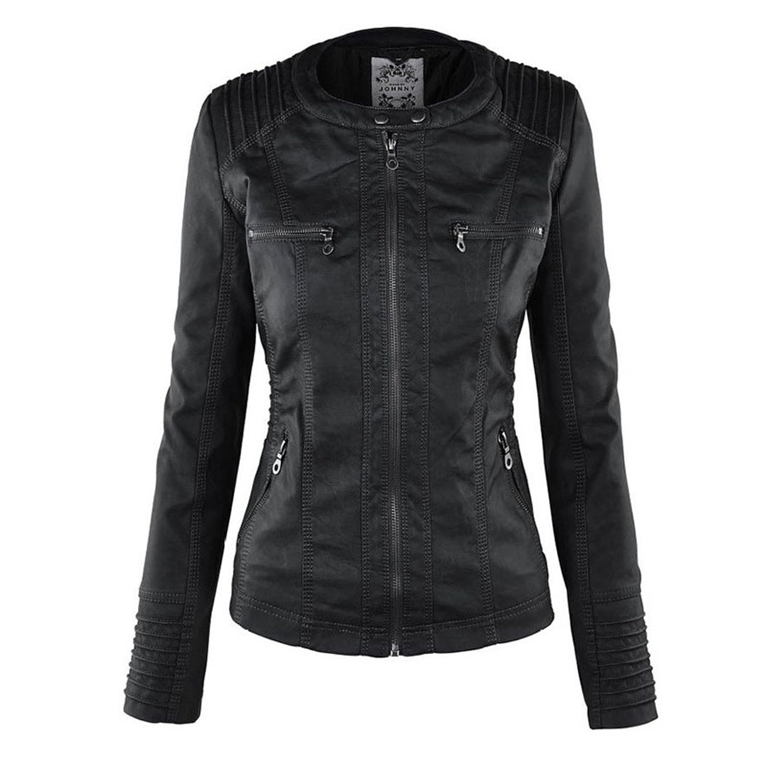 Damen veganem Lederjacke mit Kapuze – Modische Übergangsjacke für Alltag und Freizeit