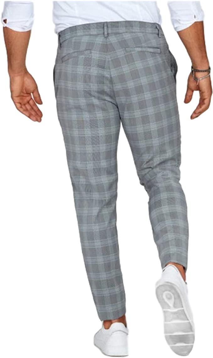 Herren Slim Fit Chinohose – Modernes Karomuster, Stilvolle Freizeithose