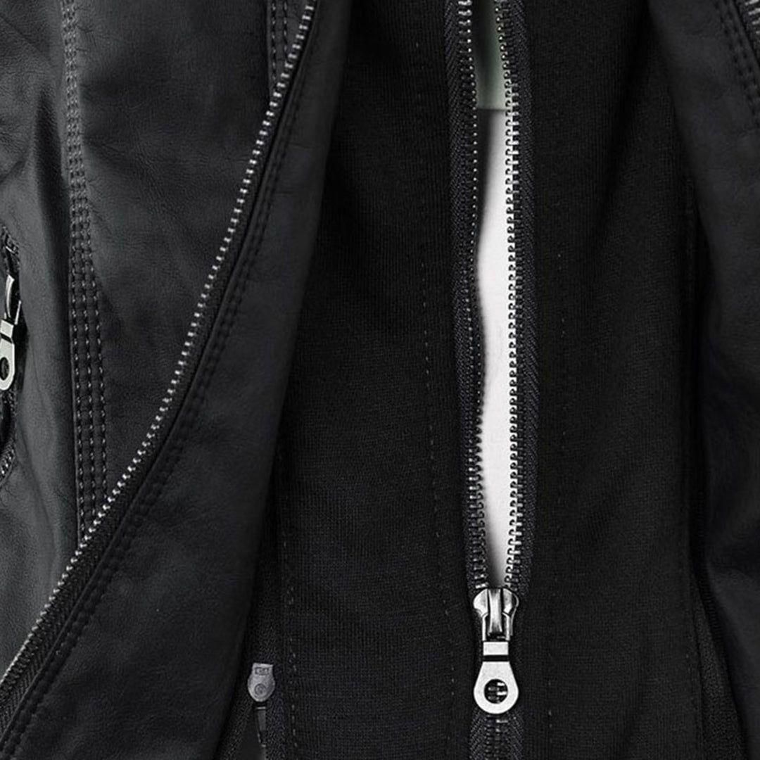 Damen Herbstjacke – Modische Lederjacke mit Kapuze und Reißverschluss, vielseitig & elegant für Alltag und Freizeit