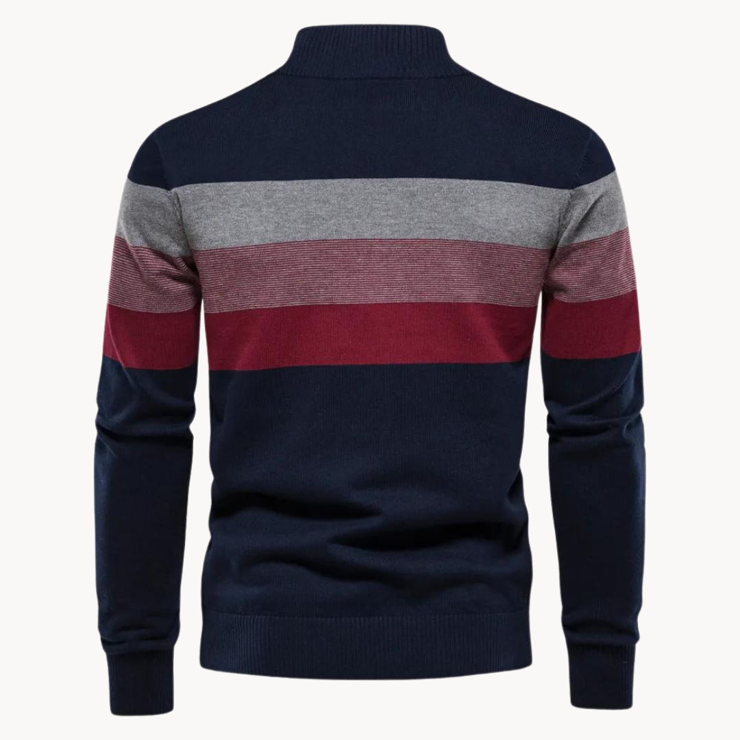 Herren Strickpullover mit Reißverschluss – Modernes Streifendesign für Freizeit und Büro
