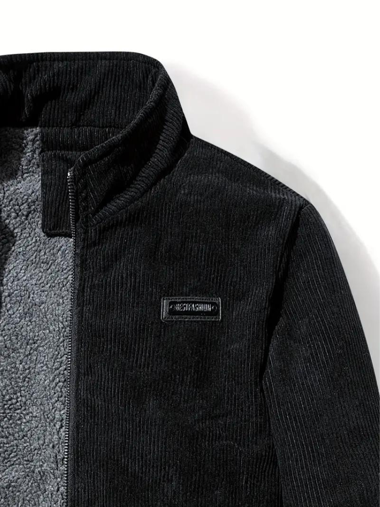 Herren Winterjacke im Cord-Look – Lässige Outdoor Übergangsjacke mit Teddyfutter