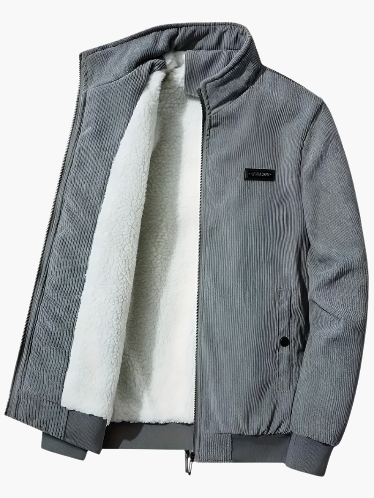Herren Winterjacke im Cord-Look – Lässige Outdoor Übergangsjacke mit Teddyfutter