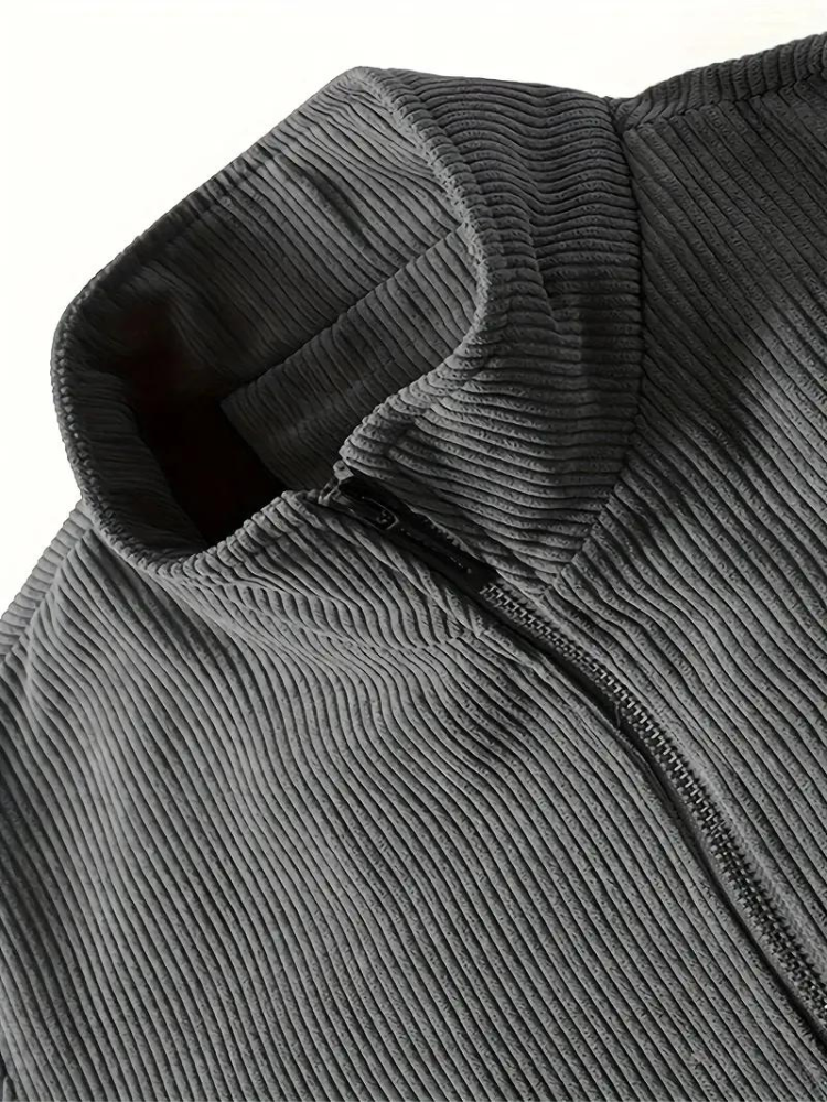 Herren Winterjacke im Cord-Look – Lässige Outdoor Übergangsjacke mit Teddyfutter