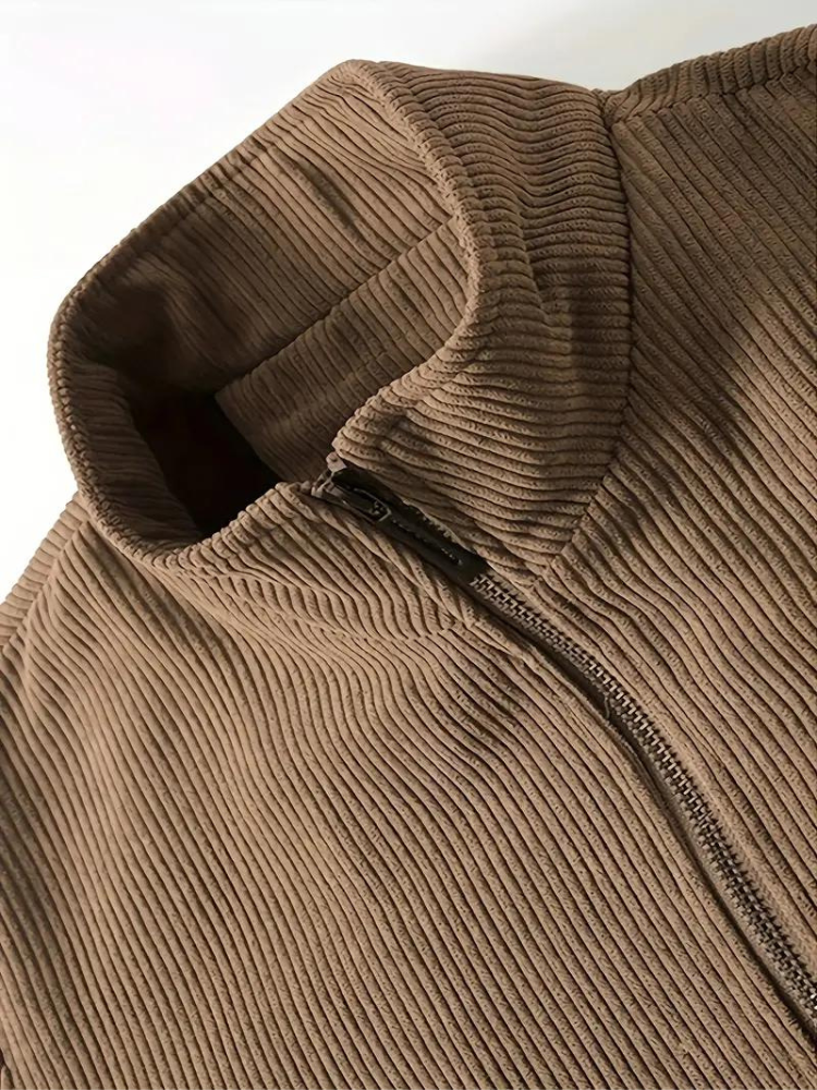 Herren Winterjacke im Cord-Look – Lässige Outdoor Übergangsjacke mit Teddyfutter