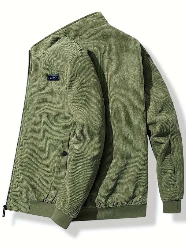 Herren Winterjacke im Cord-Look – Lässige Outdoor Übergangsjacke mit Teddyfutter