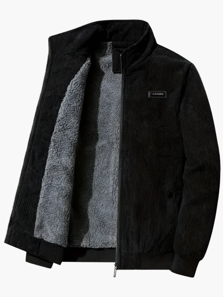 Herren Winterjacke im Cord-Look – Lässige Outdoor Übergangsjacke mit Teddyfutter