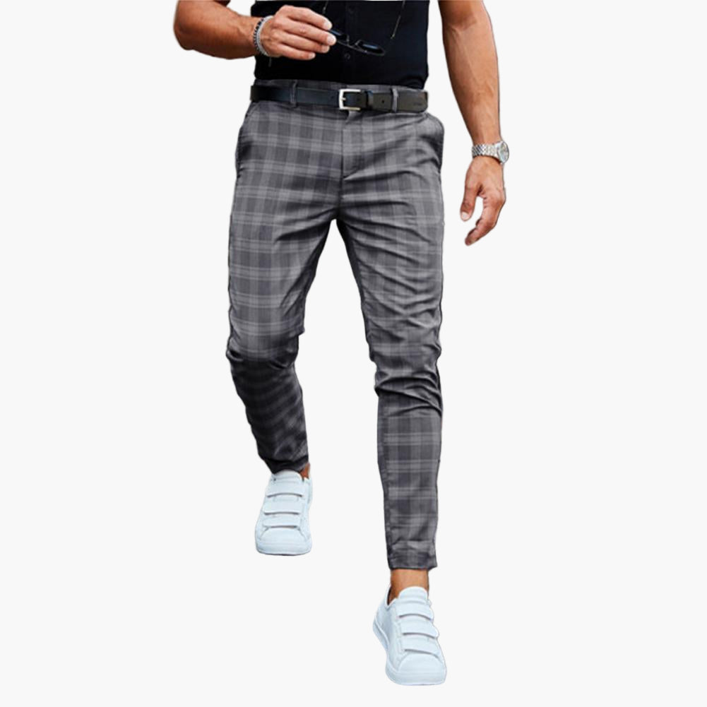 Herren Slim Fit Chinohose – Modernes Karomuster, Stilvolle Freizeithose