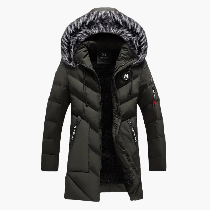 Herren Winterparka mit Kunstfellkapuze – Stilvolle lange Jacke für kalte Tage