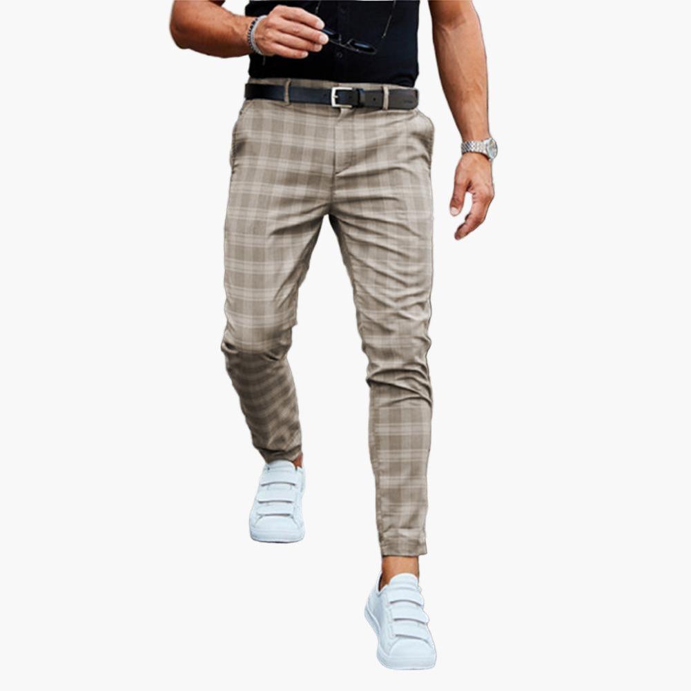 Herren Slim Fit Chinohose – Modernes Karomuster, Stilvolle Freizeithose