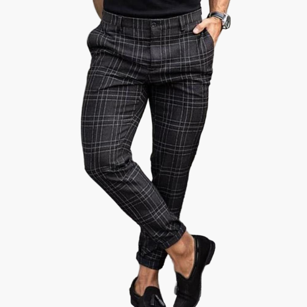 Herren Slim Fit Chinohose – Modernes Karomuster, Stilvolle Freizeithose