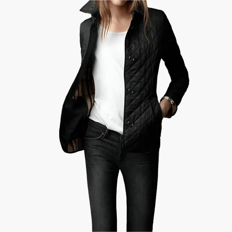 Damen Steppjacke im klassischen Rautenmuster – Eleganter Übergangsjacke für Alltag und Büro