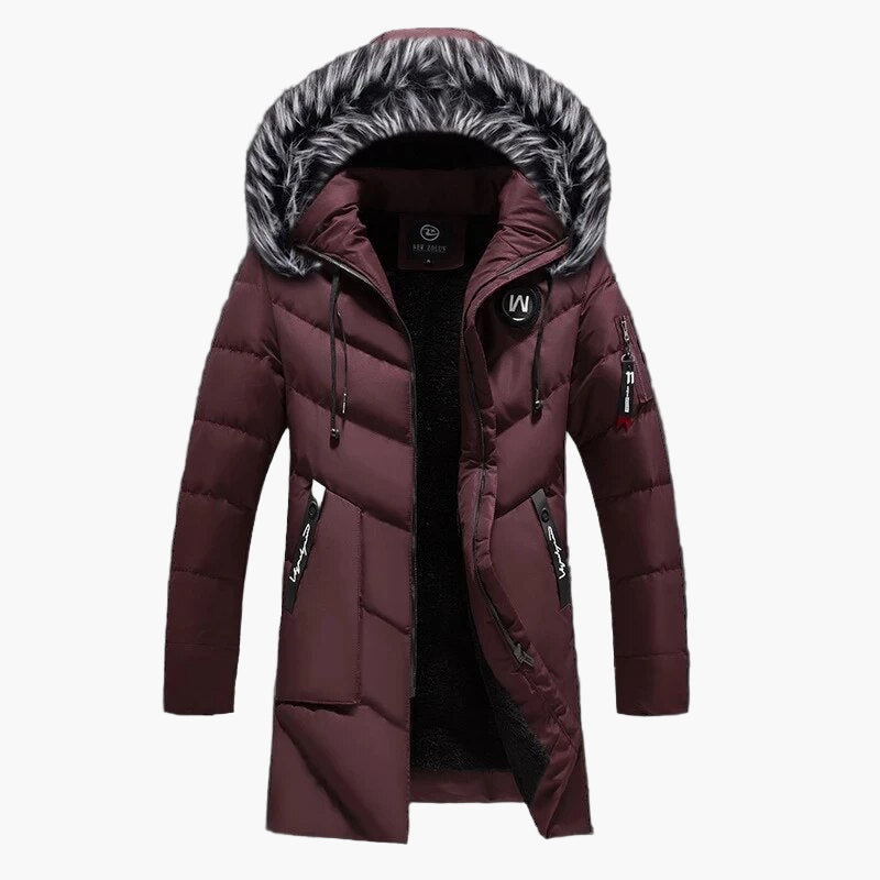 Herren Winterparka mit Kunstfellkapuze – Stilvolle lange Jacke für kalte Tage