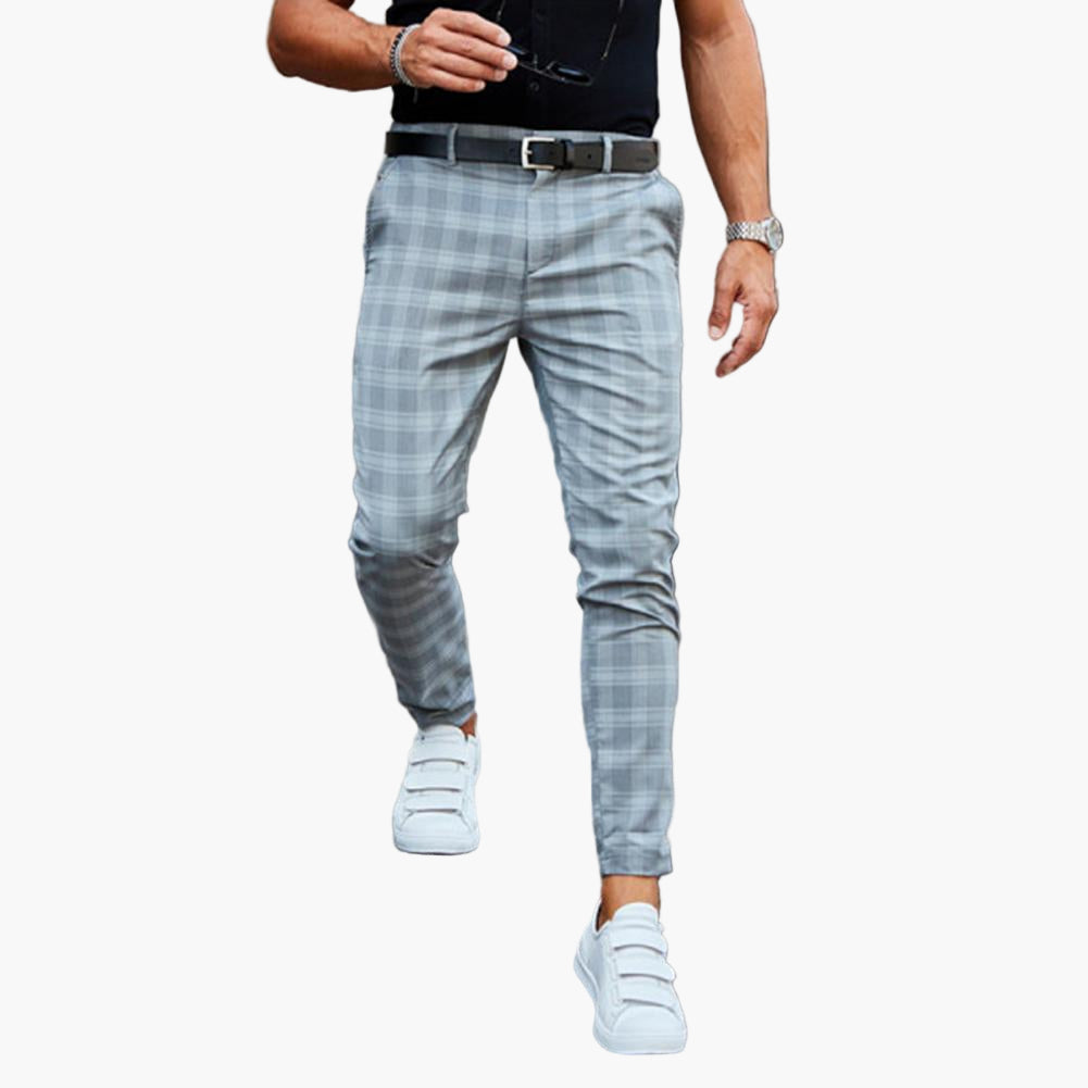 Herren Slim Fit Chinohose – Modernes Karomuster, Stilvolle Freizeithose