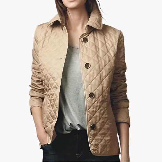 Damen Steppjacke im klassischen Rautenmuster – Eleganter Übergangsjacke für Alltag und Büro