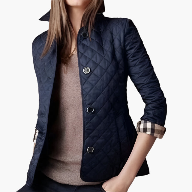 Damen Steppjacke im klassischen Rautenmuster – Eleganter Übergangsjacke für Alltag und Büro