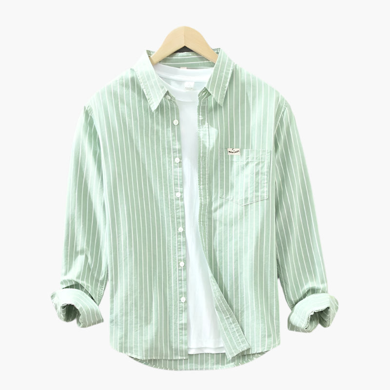 Herren Freizeithemd – Gestreiftes Langarmhemd im Casual-Look, Ideal für Büro, Alltag & Sommer