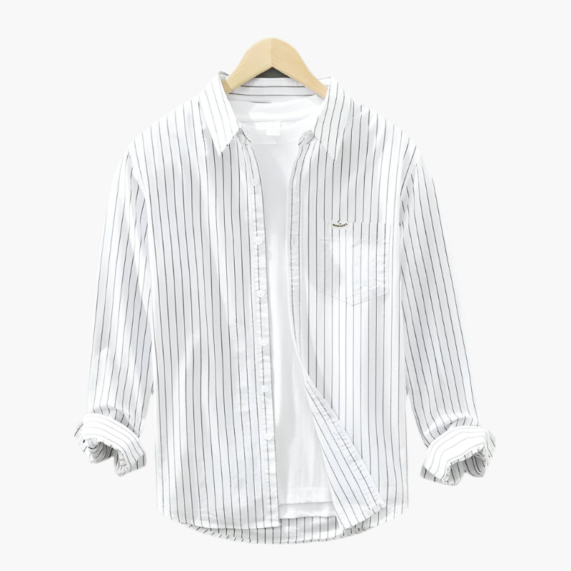 Herren Freizeithemd – Gestreiftes Langarmhemd im Casual-Look, Ideal für Büro, Alltag & Sommer