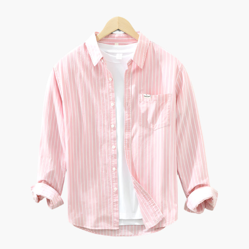 Herren Freizeithemd – Gestreiftes Langarmhemd im Casual-Look, Ideal für Büro, Alltag & Sommer