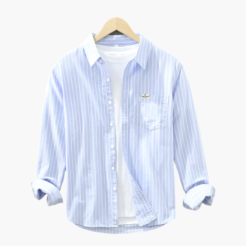 Herren Freizeithemd – Gestreiftes Langarmhemd im Casual-Look, Ideal für Büro, Alltag & Sommer
