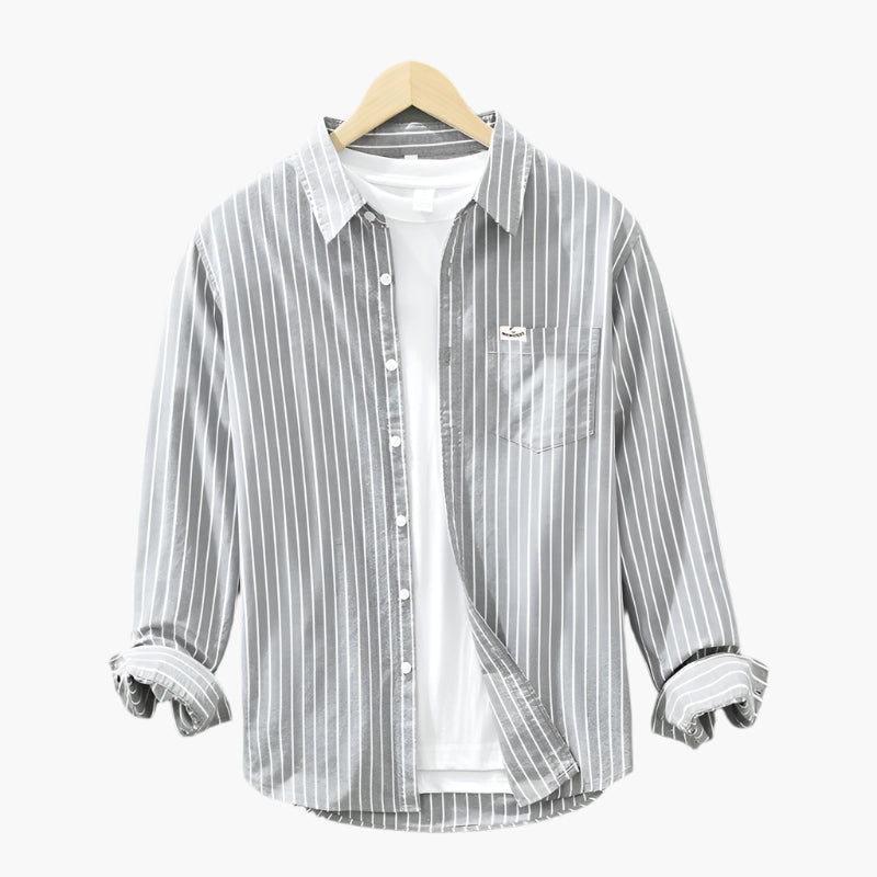 Herren Freizeithemd – Gestreiftes Langarmhemd im Casual-Look, Ideal für Büro, Alltag & Sommer