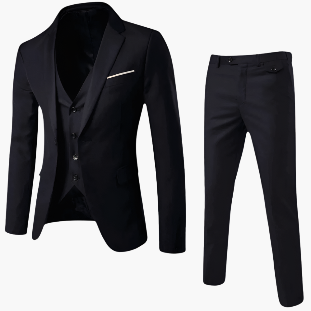 Herren Anzug Dreiteilig Klassisch Business & Hochzeit – Eleganter Anzug mit Weste